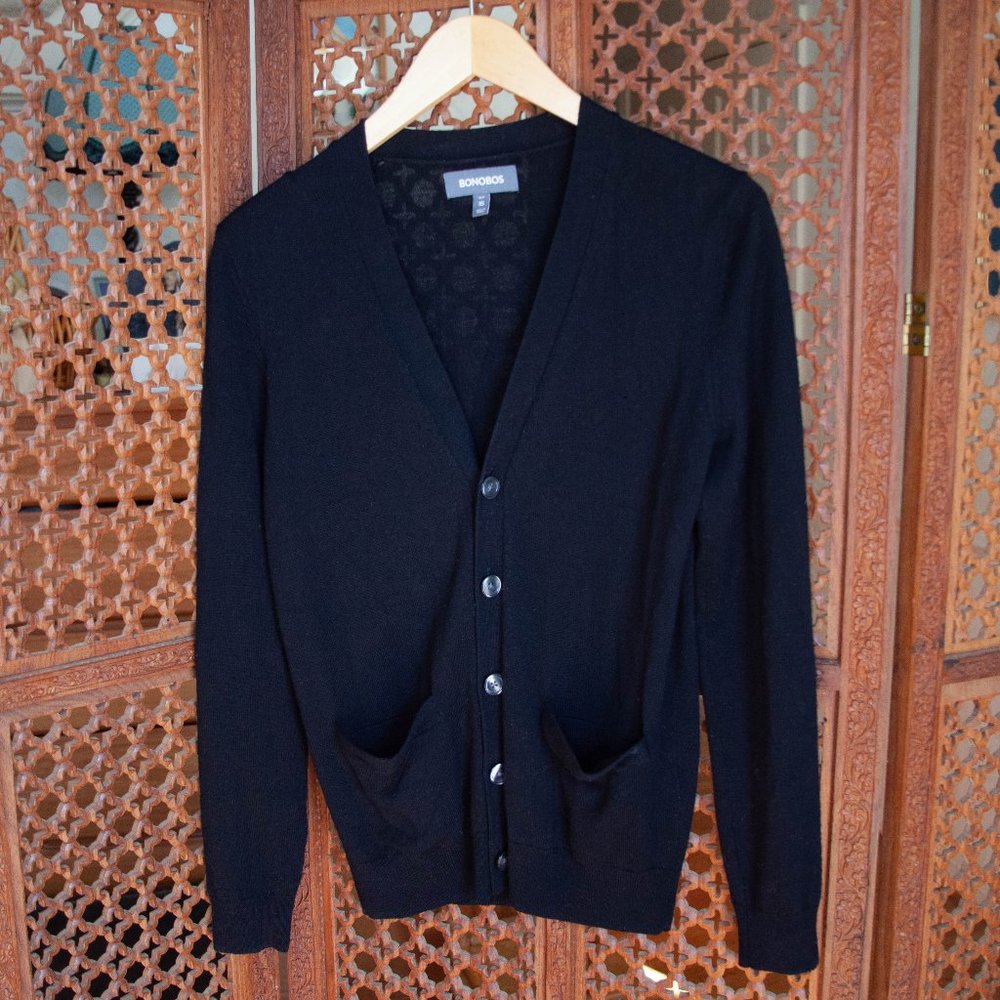 Black Merino Wool Bonobos Cardigan